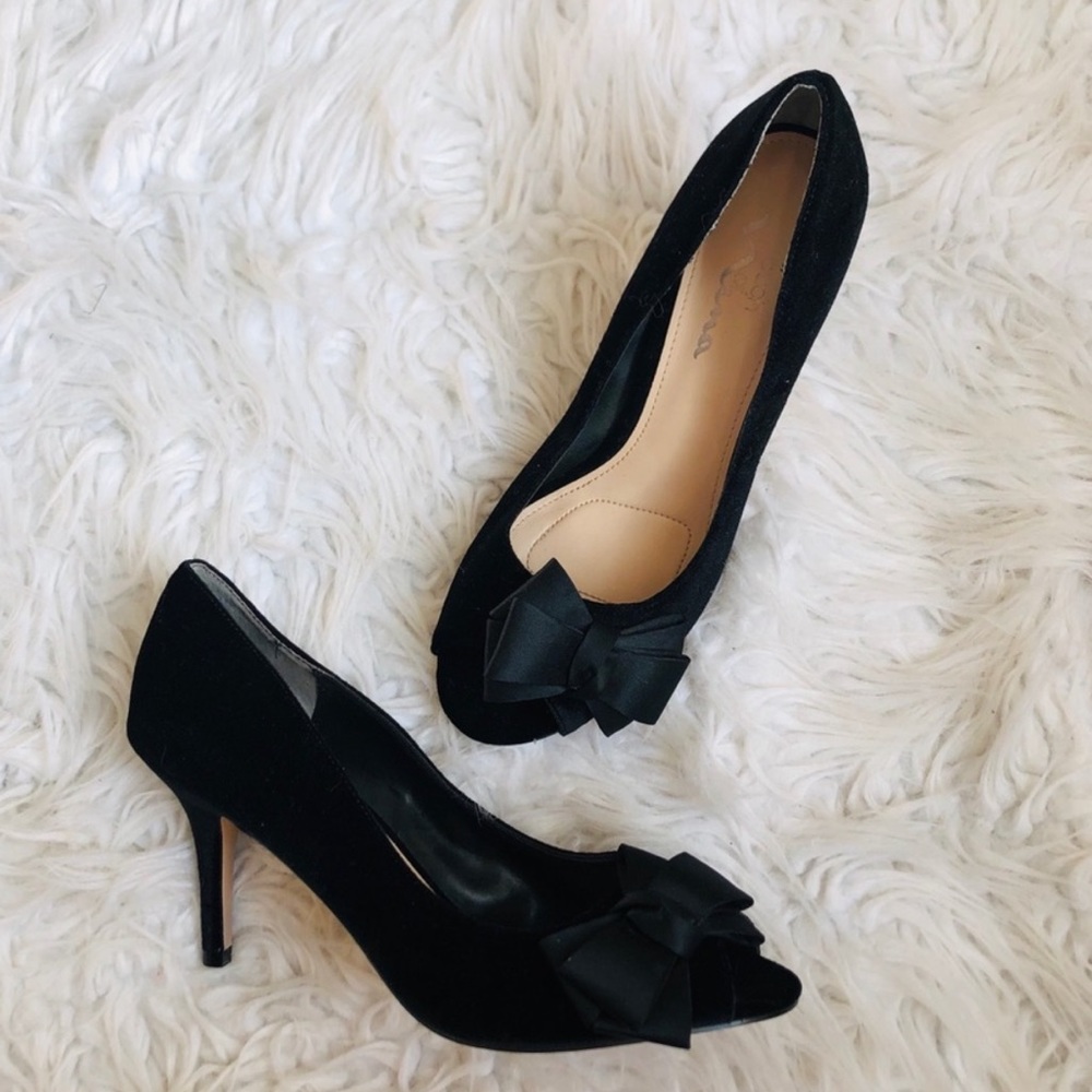 Nina glam velvet and bow kitten heels